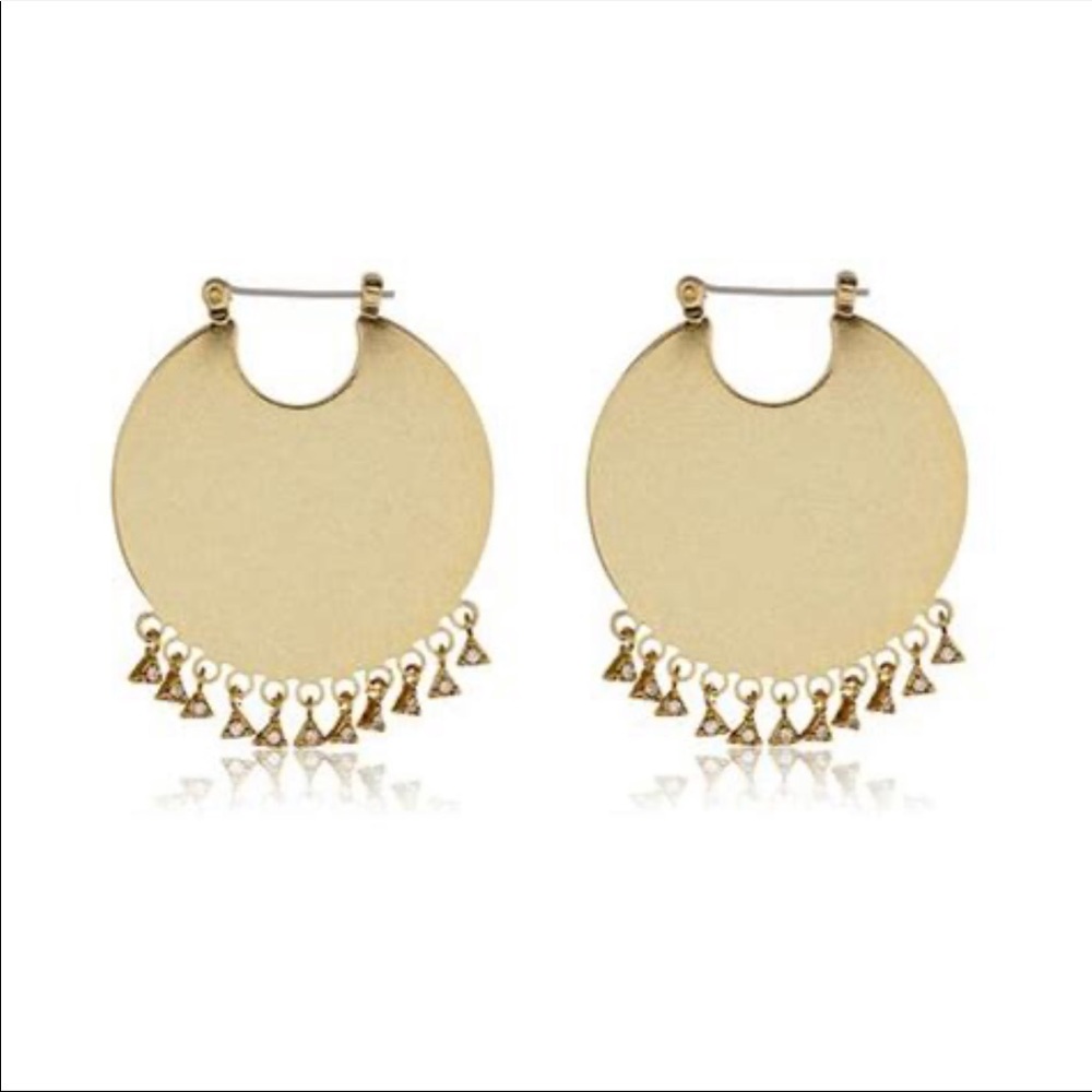 Luv Aj Dangle Disc Statement Hoops - Gold (NWOT)